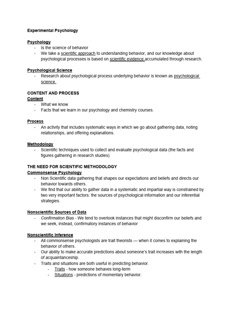 Chapter-1 Experimental Psychology | PDF | Occam's Razor | Psychology