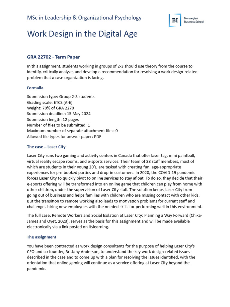 GRA 22702 - 202410 - 150524term Paper | PDF | Psychology | Behavioural ...