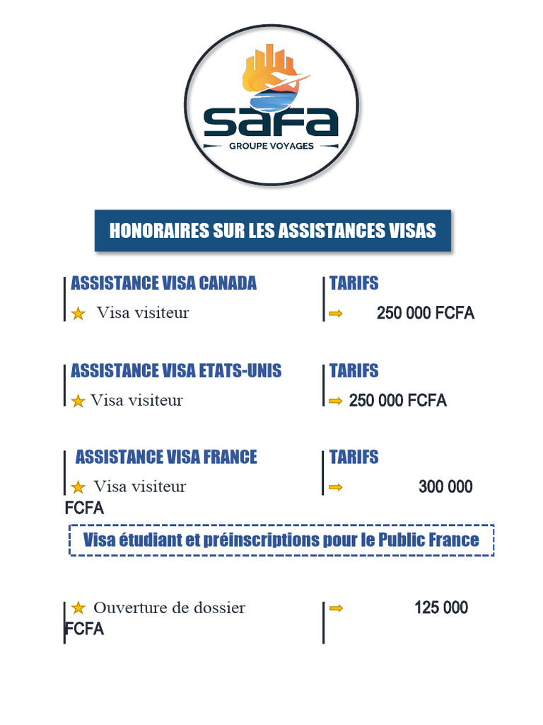 Tarifs des Visas pour le Canada | PDF