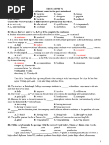 BÀI TẬP GLOBAL LỚP 11 UNIT 7 - TEST 1