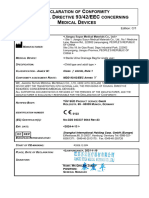 D C C D 93/42/EEC M D: Eclaration of Onformity TO Ouncil Irective Concerning Edical Evices