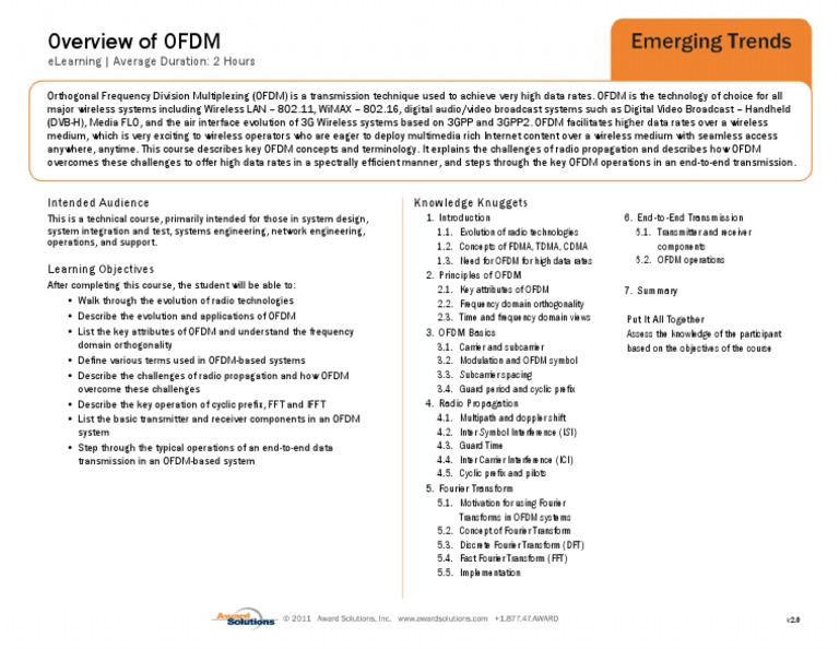Award El Overview of OFDM | PDF | Orthogonal Frequency Division ...