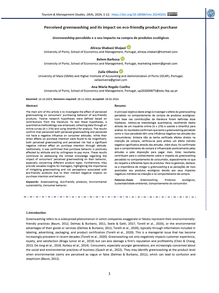 Perceived Greenwashing and Its Impact On Eco-Frien | PDF | Attitude ...