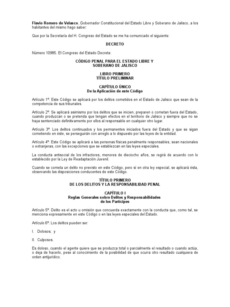 Código Penal del Estado de Jalisco