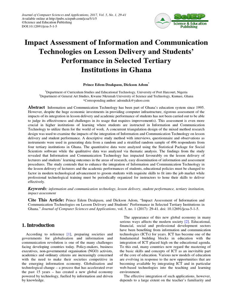 Impact Assessment of Information and Communication | PDF | Educational ...