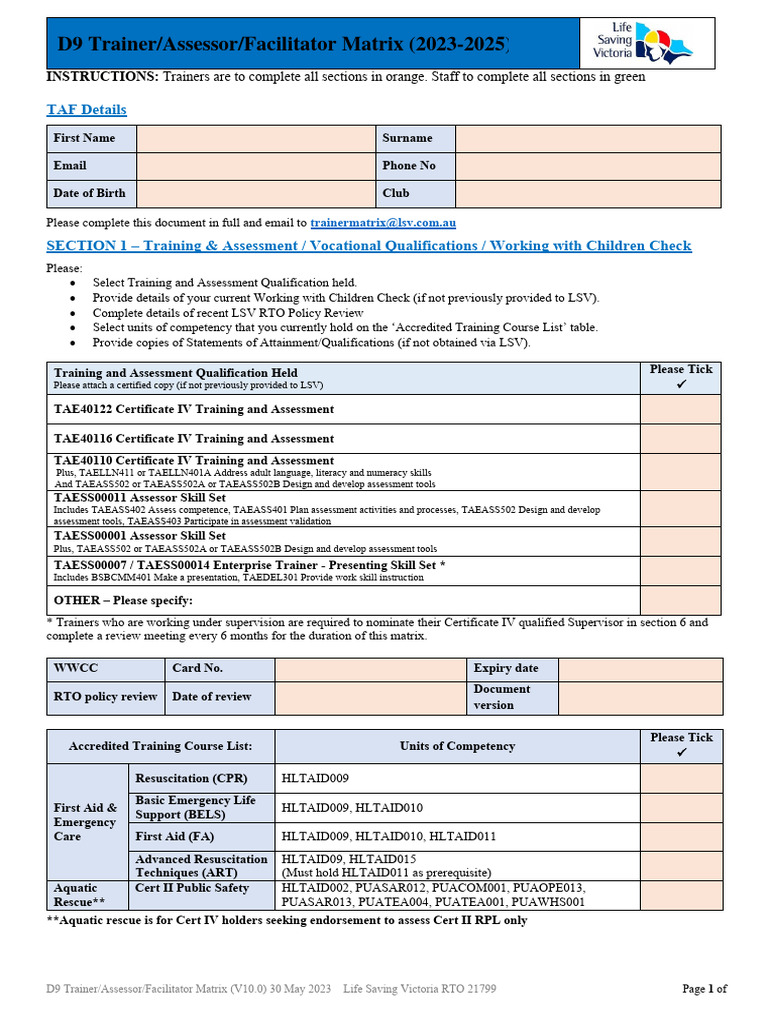 D9 TAF Matrix Editable 23-25 | PDF | Facilitator | Vocational Education