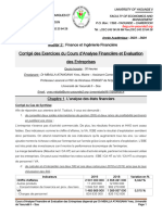 Corrigé Des Travaux Dirigés D'analyse Et Evaluation Des Entreprises - M2 - FIF - 2024