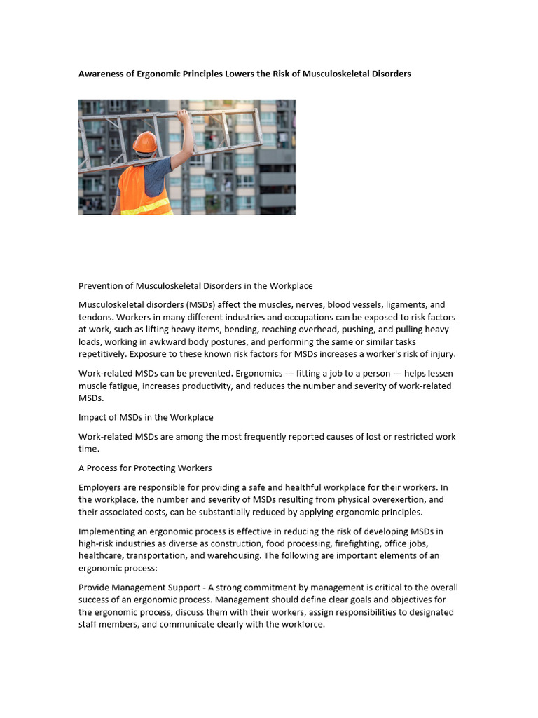 Ergonomics Awareness | PDF | Human Factors And Ergonomics | Business