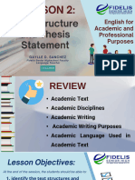 Lesson 2 Text Structure and Thesis Statement English For Academic and Professional Purposes