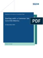 Response Paper on Starting With a Common Set of Core ESG Metrics