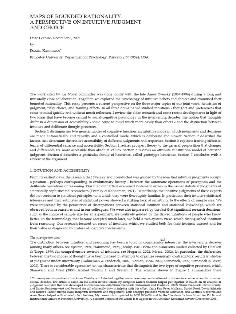 Kahnemann Lecture | PDF | Perception | Utility
