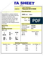 Pipeweld 6010 WIEM E 6010: Type Cellulosic Shield Metal Arc Weld (SMAW) Classifications Description
