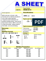 WIEM 6013 E 6013: Type Rutile Shield Metal Arc Weld (SMAW) Classifications Description