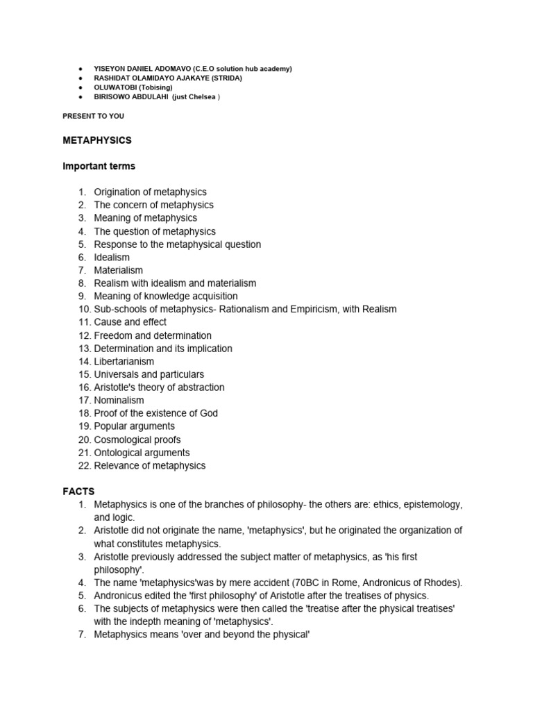 Metaphysics Pdf Metaphysics Rationalism