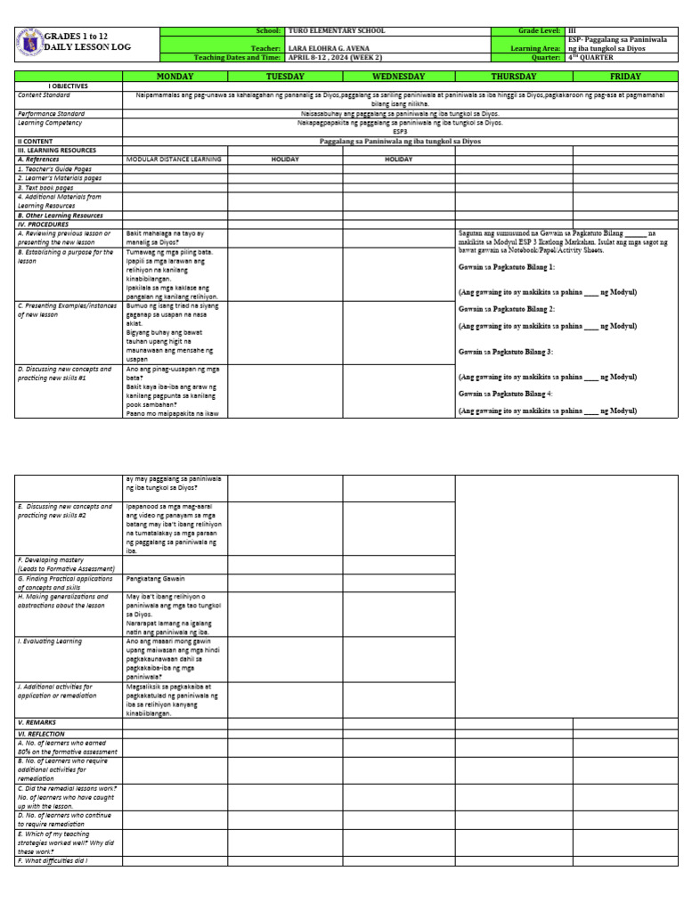 DLL Q4 Week 2 | PDF