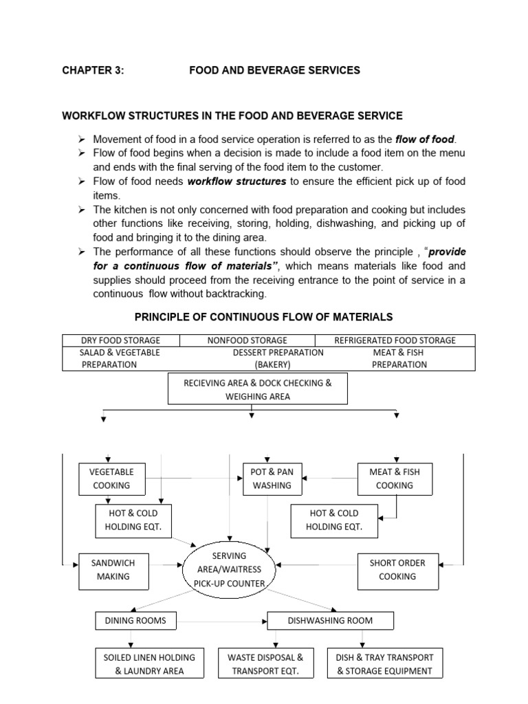 Food Service Workflow Structures Explained | PDF | Tableware | Dishwasher