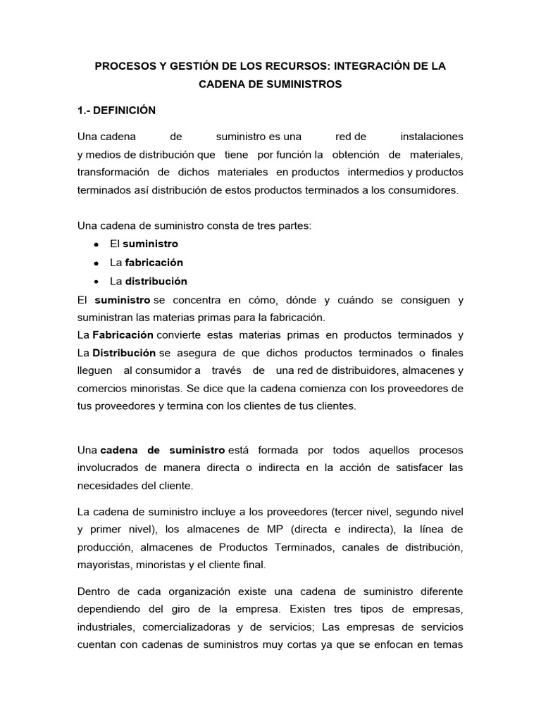 La Cadena de Suministros en La Logistica | PDF | Cadena de suministro ...