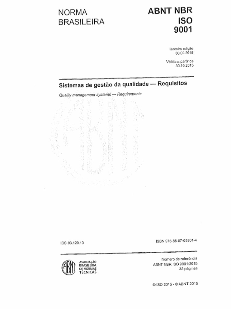 Abnt NBR Iso 9001-2015 | PDF
