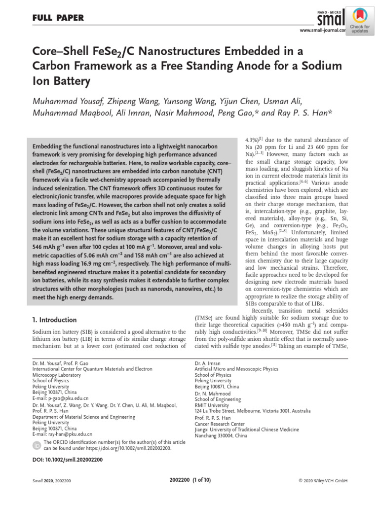 Materials For Battery Anode | PDF | Carbon Nanotube | Electrochemistry