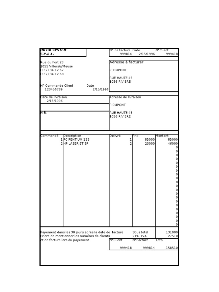 Facture  PDF