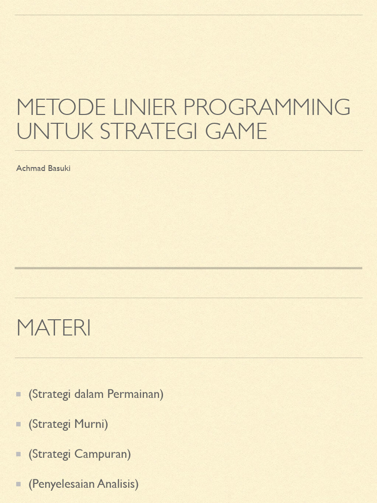Metode Linear Programming dalam Game | PDF