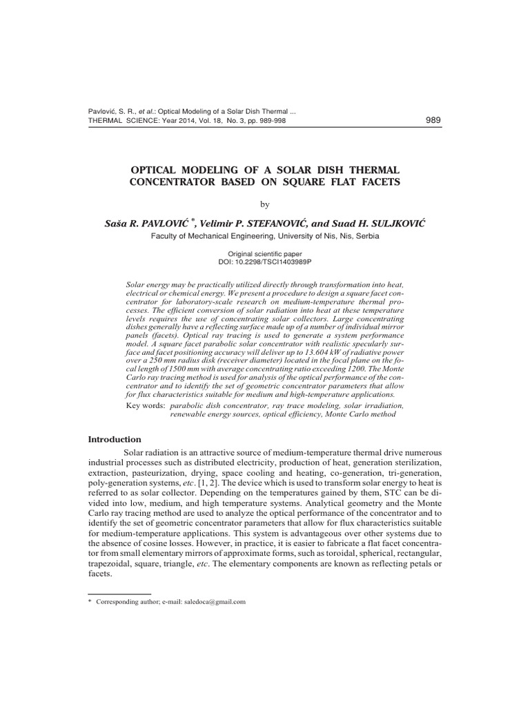 Solar Dish Concentrator Optical Modeling | PDF | Solar Energy | Optics