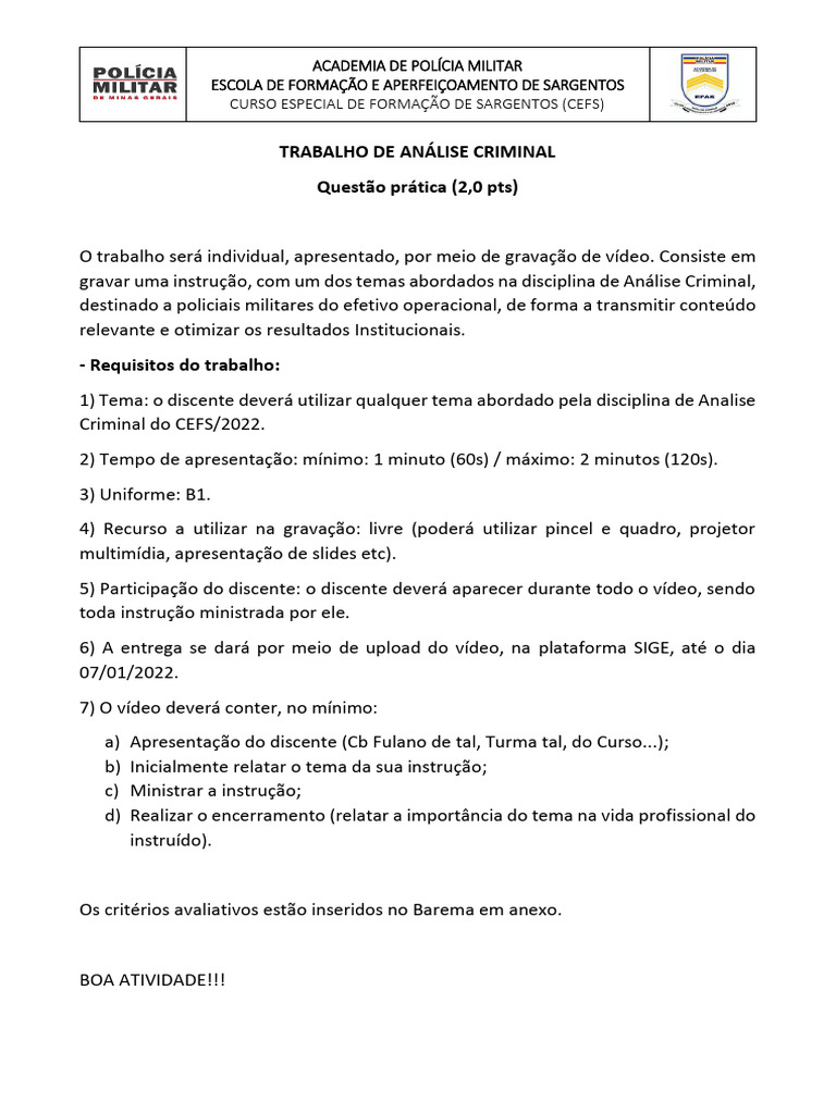 Roteiro trabalho cefs pdf