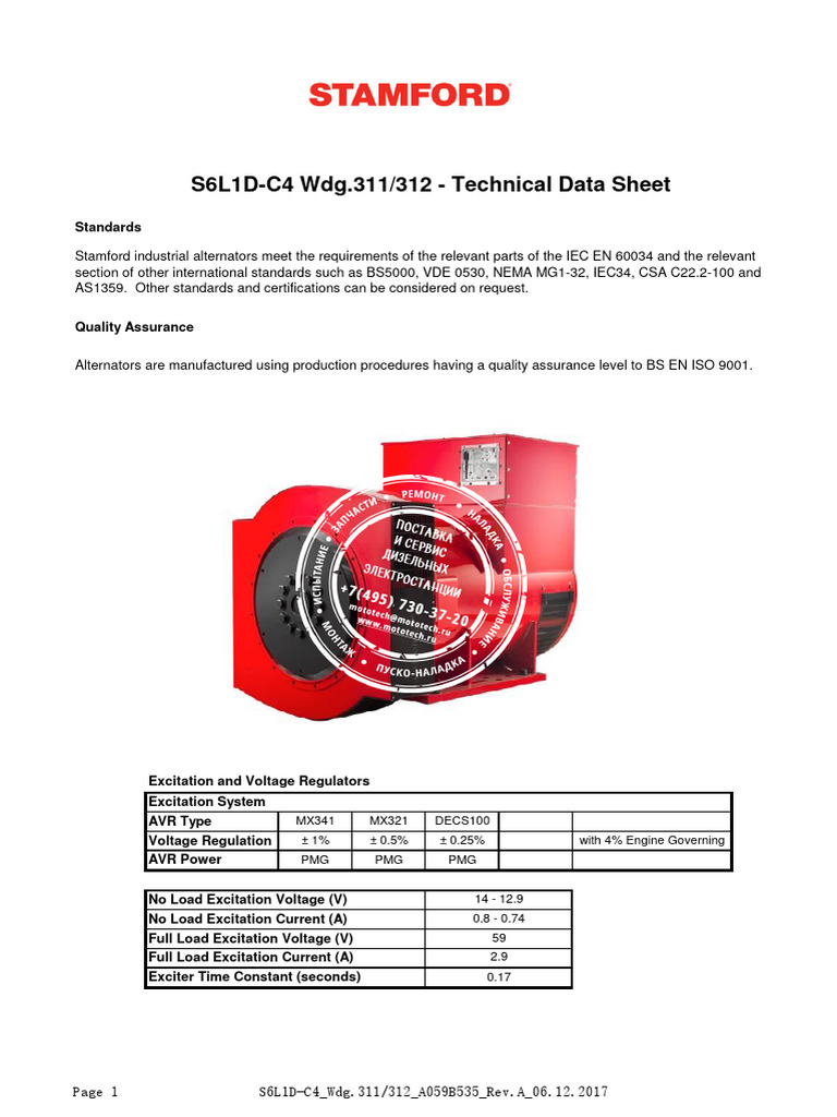 S6L1D-C4 Wdg.311 - 312 - Technical Data Sheet | PDF | Electrical ...