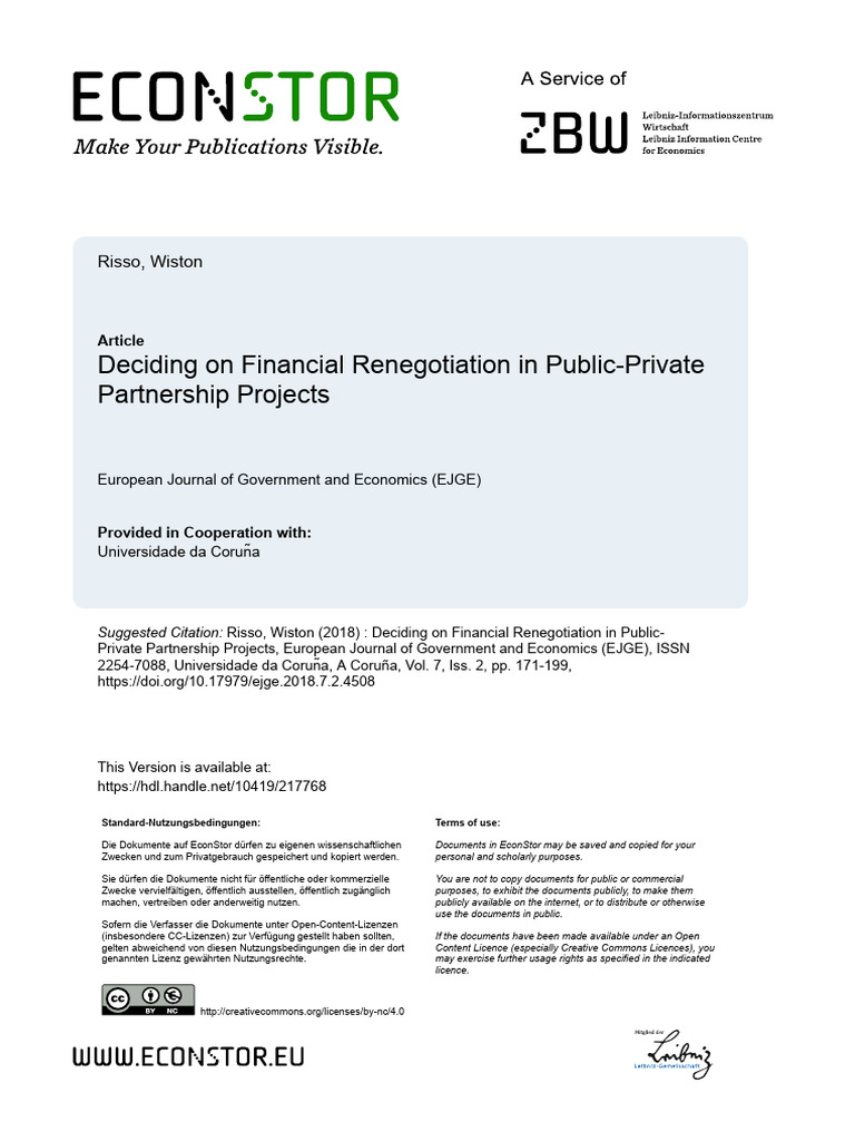 Financial Renegotiation in PPP Projects | PDF | Public–Private ...