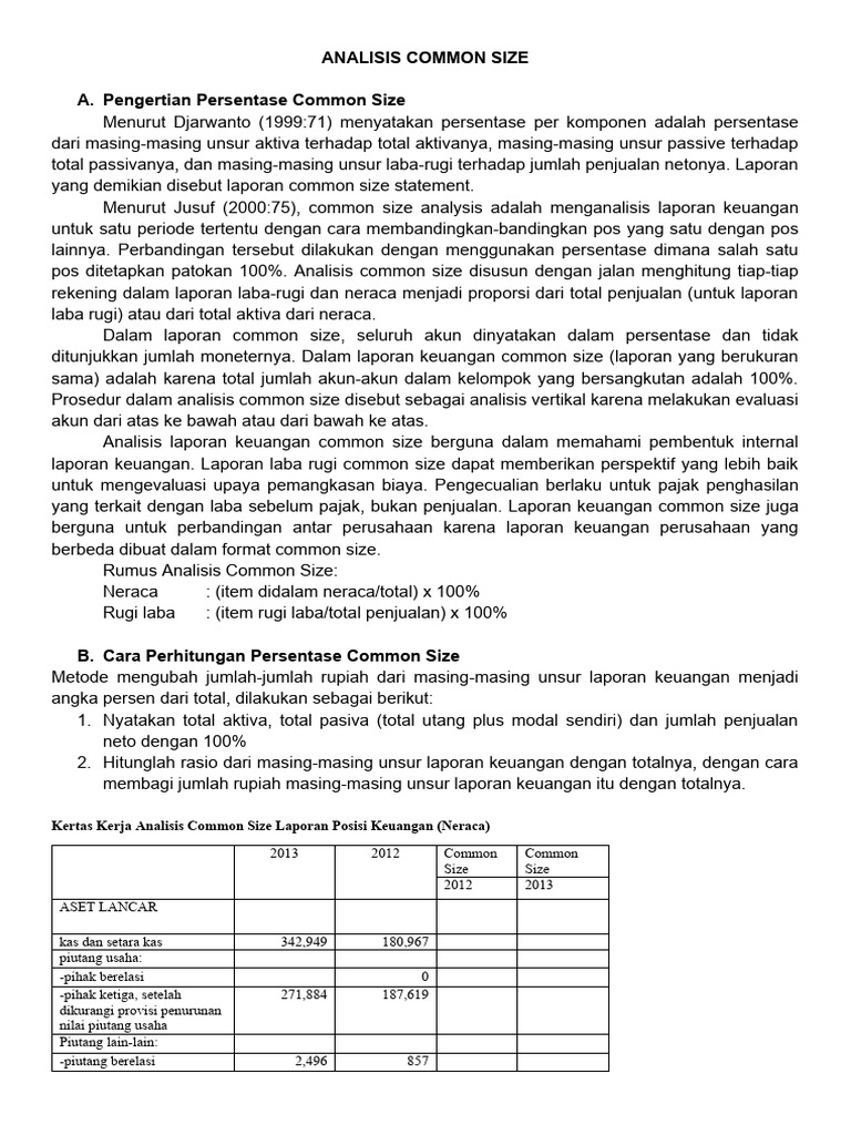 Analisis Common Size Laporan Keuangan | PDF