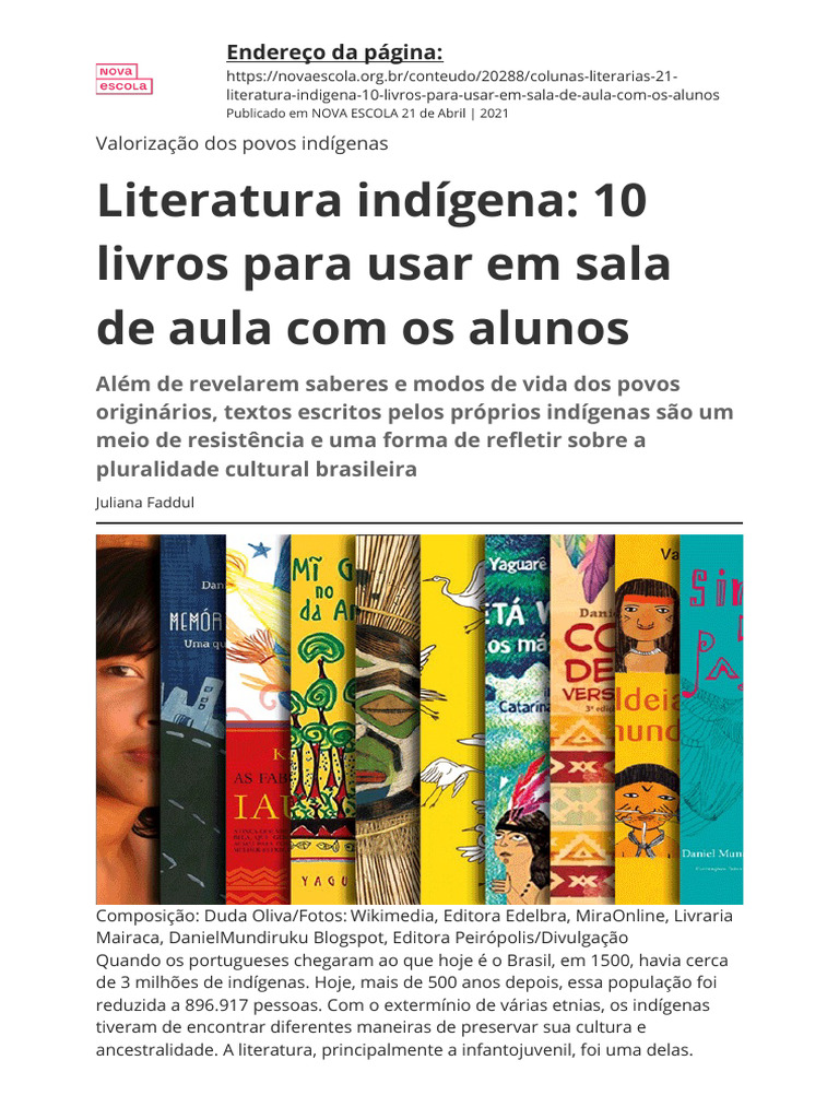 Literatura Indigena 10 Livros para Usar em Sala de Aula Com Os Alunos ...