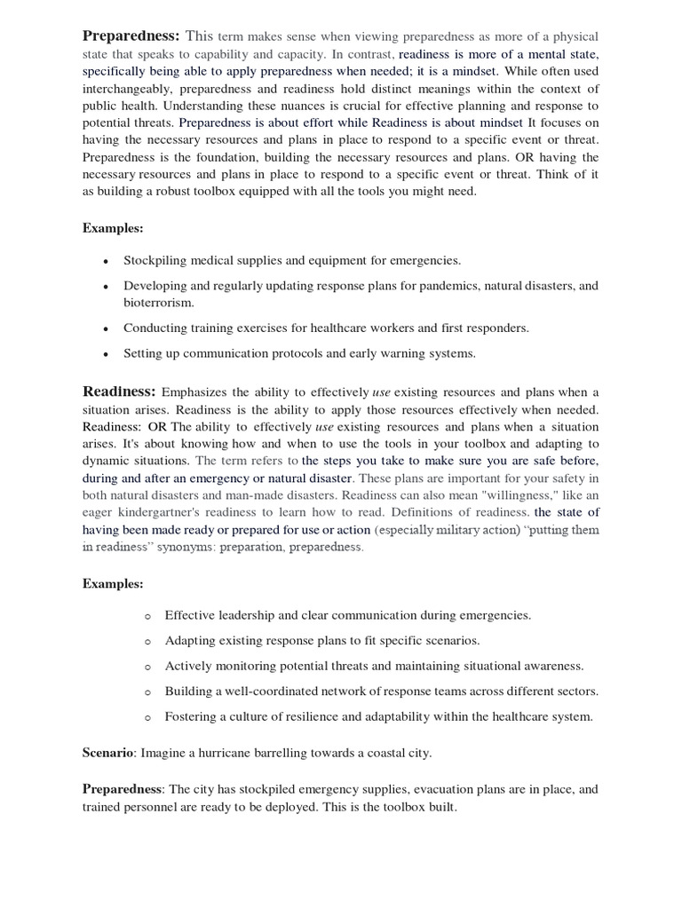 Understanding Preparedness vs. Readiness | PDF | Cohort Study ...