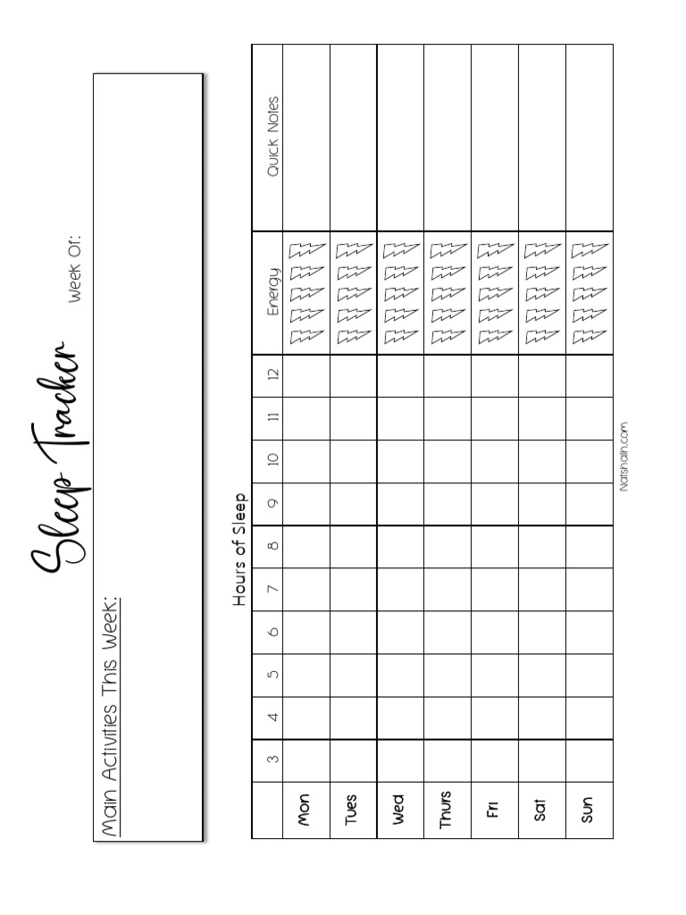 Sleep Tracker Printables - Natashalh | PDF | Sleep | Animal Physiology