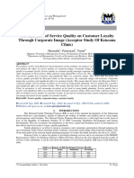 The Influence of Service Quality On Customer Loyalty Through Corporate Image (Acceptor Study of Kencana Clinic)