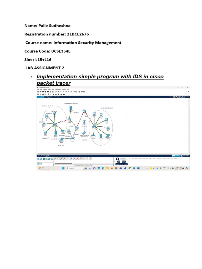 21bce2676 VL2023240503020 Ast02 | PDF | Transmission Control Protocol ...