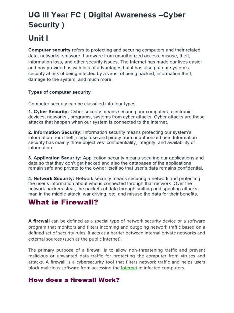 UG III FC Notes | PDF | Security | Computer Security