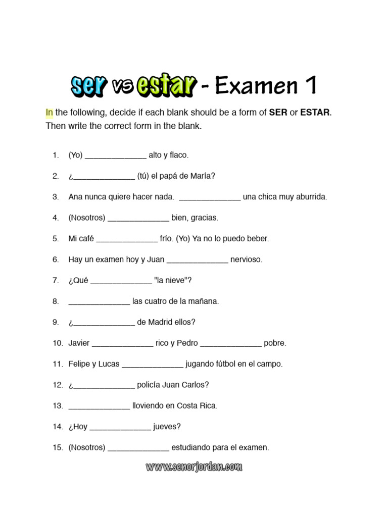 Ser-vs-Estar-Test-1 | PDF