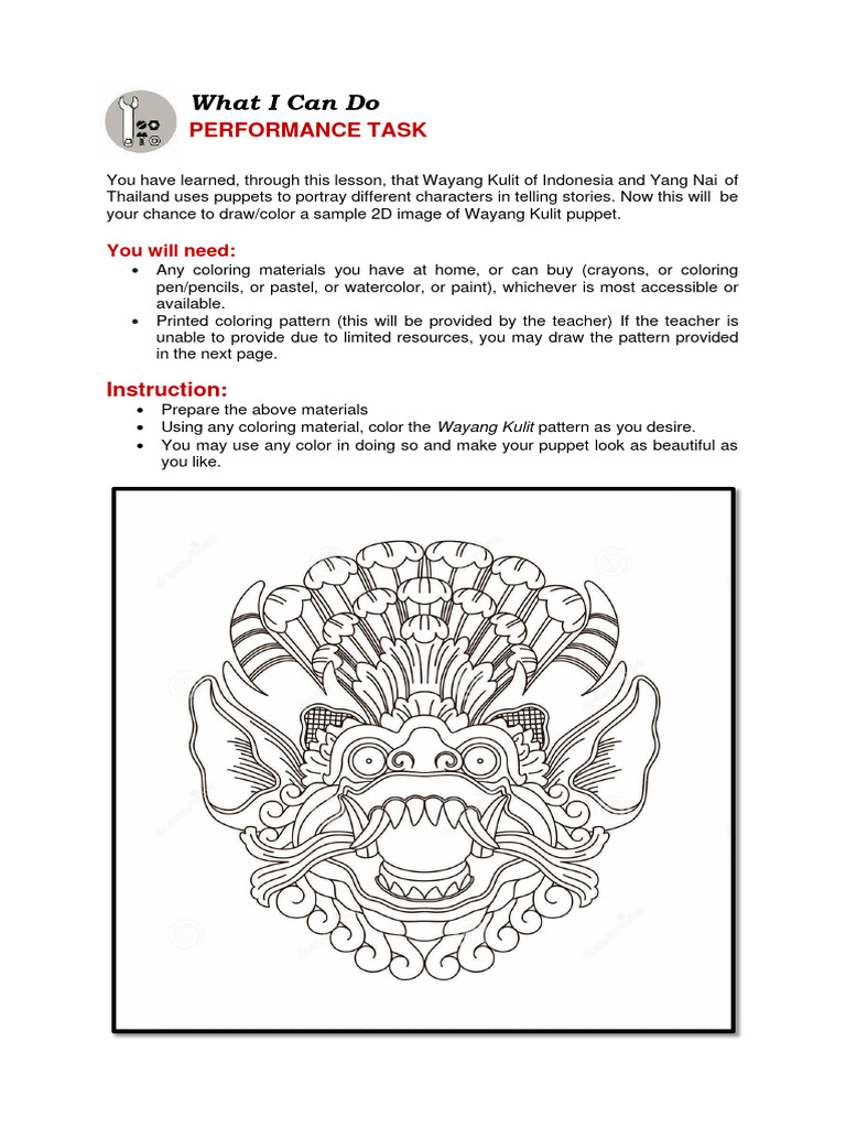 Wayang Kulit Puppet Drawing Guide | PDF