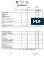 TABLE OF SPECIFICATIONS in IWRBS 1st Quarter Test