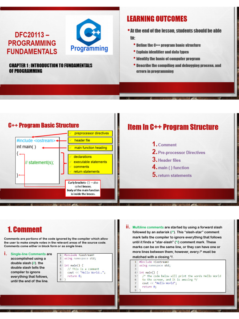 C++ Programming Fundamentals Overview | PDF | C++ | Computer Program
