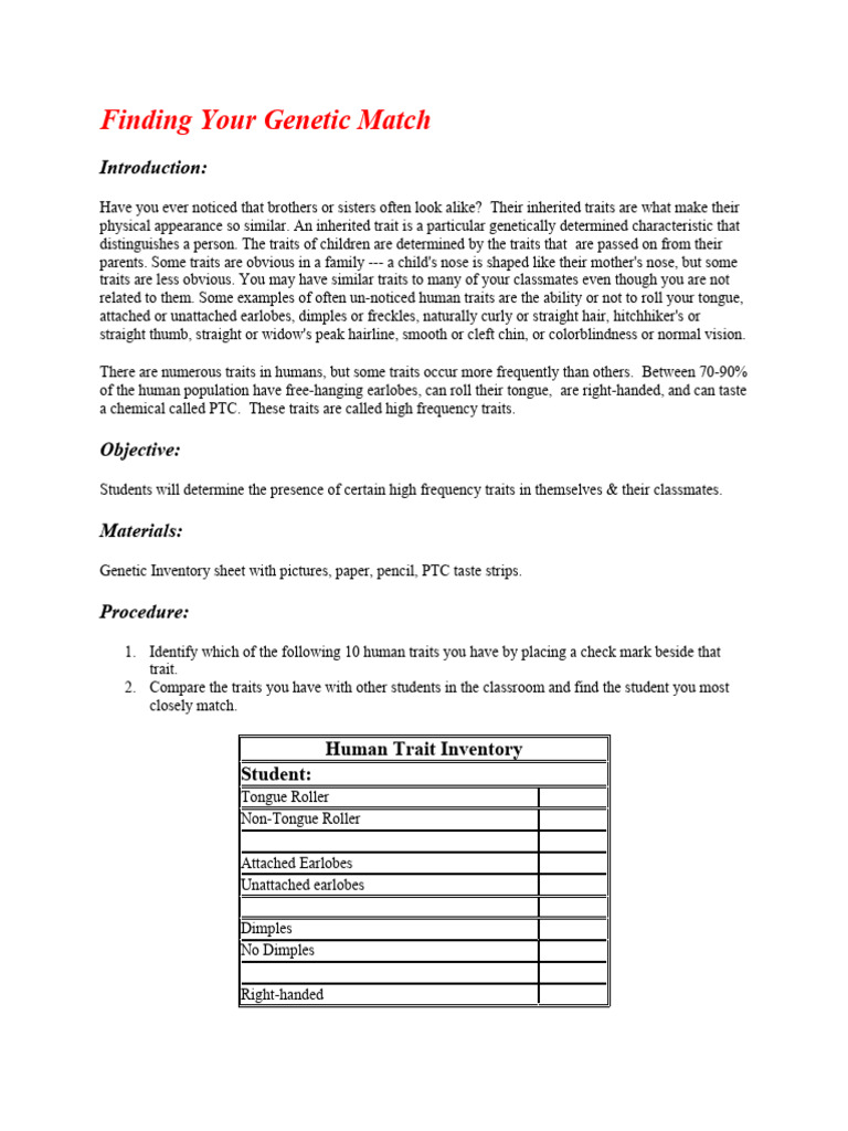 Finding Your Genetic Match | PDF