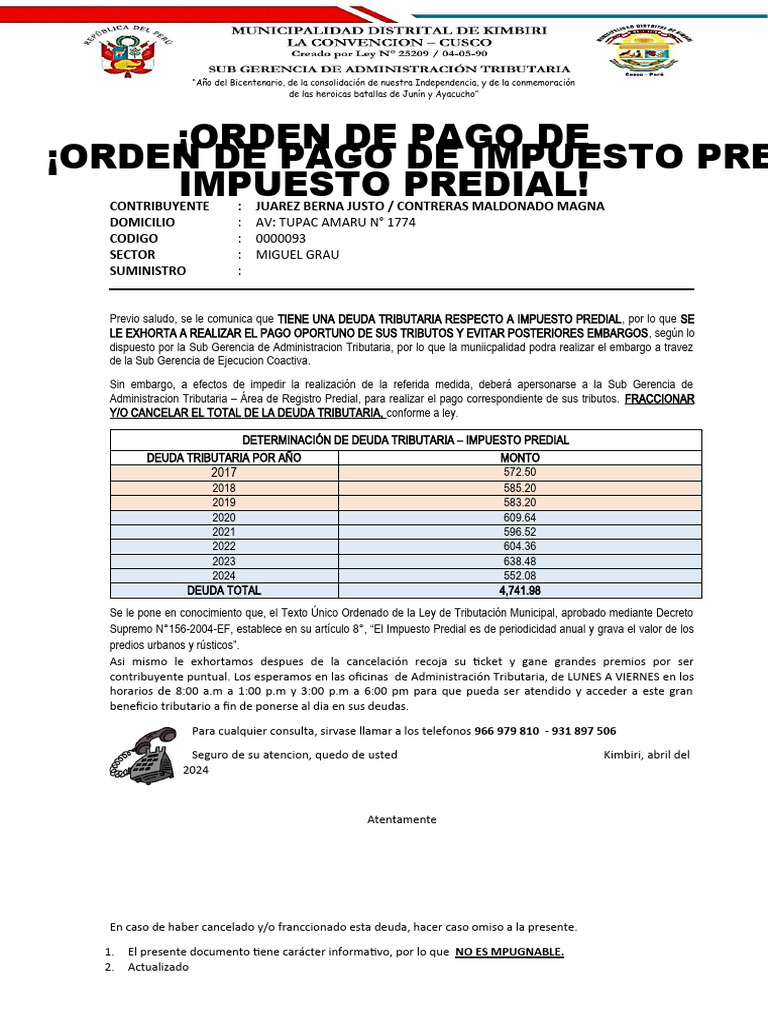 Orden de Pago Ip - Masivo | PDF | Impuestos | Contribuyente