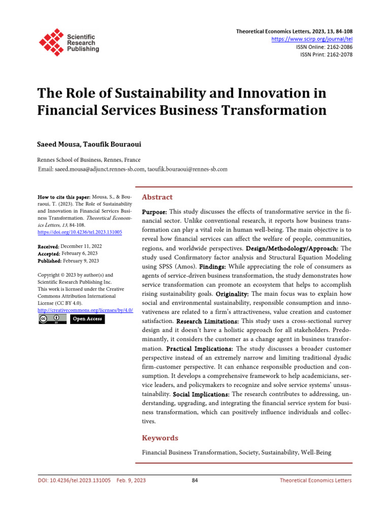 The Role of Sustainability and Innovation in Financial Services ...