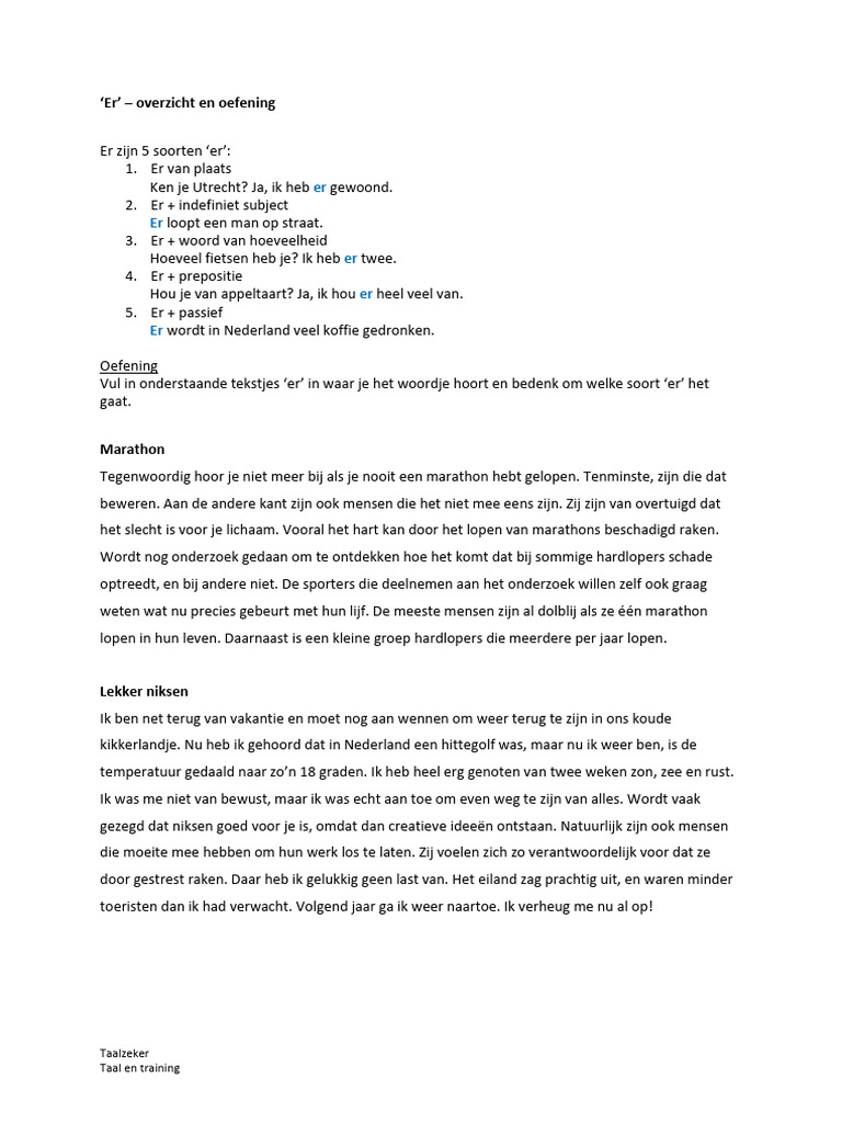 Er Invullen in Tekstjes - TZ | PDF