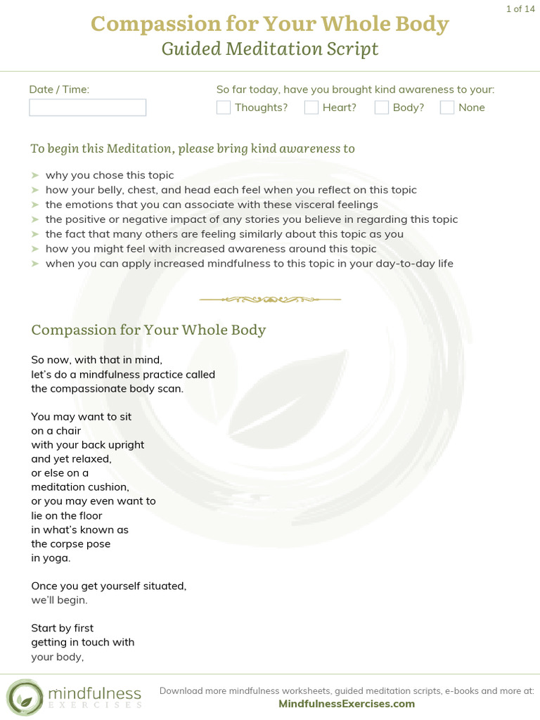 Compassionate Body Scan Meditation | PDF | Mindfulness | Meditation