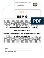 Lipunang Pampolitika, Prinsipyo NG Subsidiarity at Prinsipyo NG Pagkakaisa