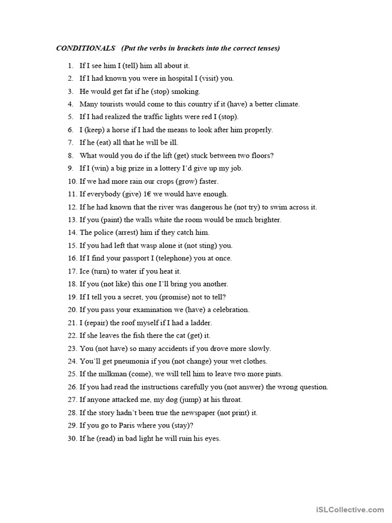 Conditionals Pdf