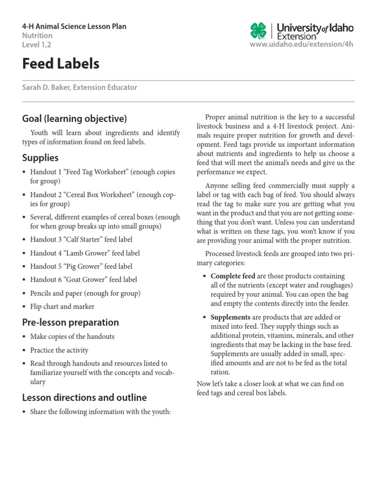 Nutrition Feed Labels L1 2 ALL SDBaker | PDF | Dietary Supplements ...