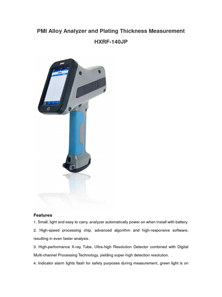 HXRF-140JP Handheld Alloy Analyzer | Download Free PDF | Quality ...