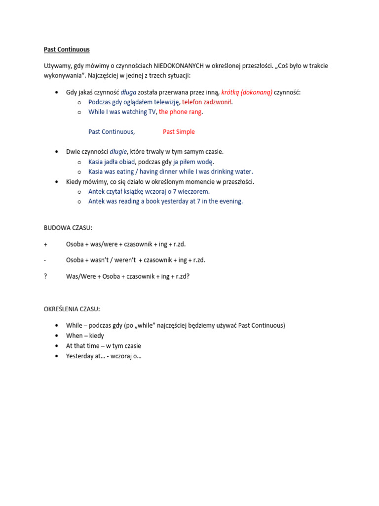 Past Continuous Def PDF
